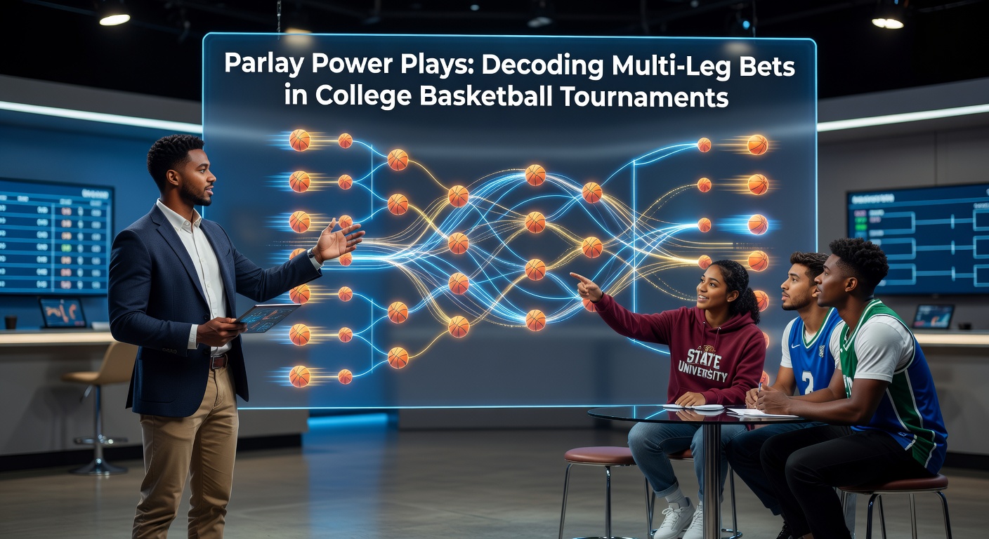 Dynamic college basketball scene from the NCAA tournament, with players leaping for a rebound amid cheering crowds
