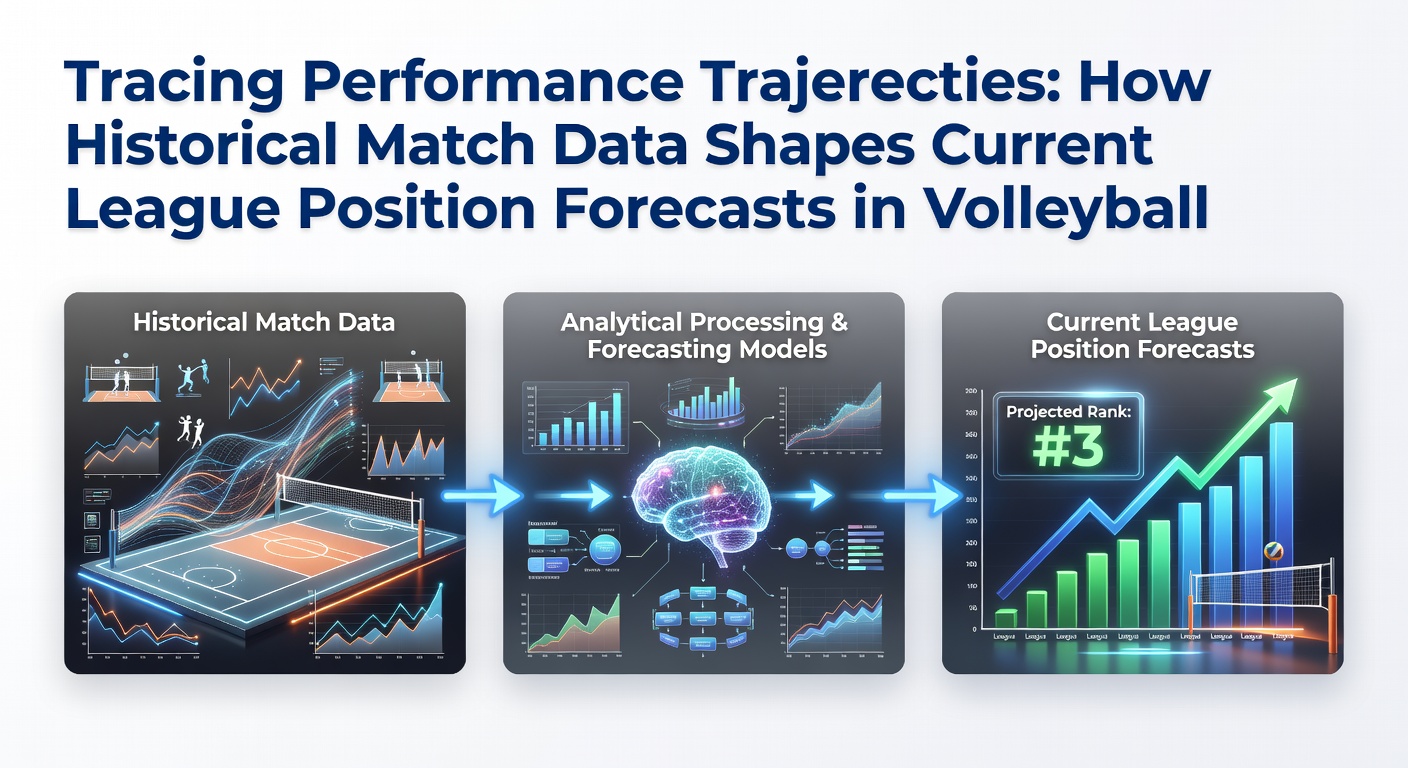 Volleyball players in action during a professional league match with data overlays showing performance metrics